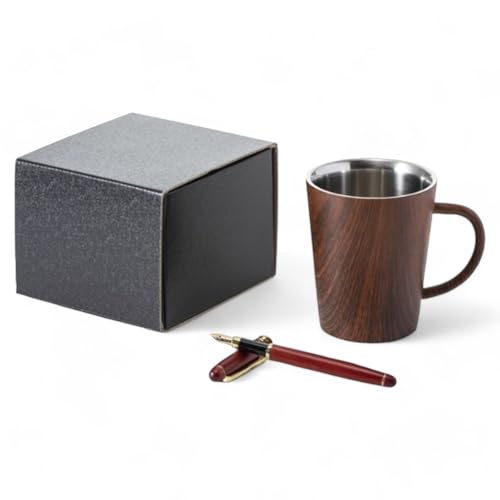 J-kitchens コップ セット 木目 ステンレス マグカップ 万年筆 セット 360ml 食洗機対応