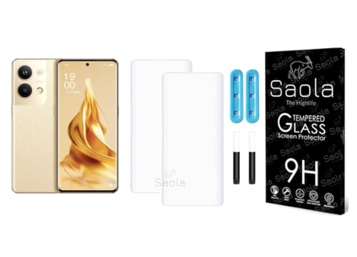 Image of Saola Curved UV Tempered Glass For Oppo Reno 9 5G. Comes With UV Light & Glue For Finest Pasting. Edge To Edge Protection With Case Friendly Fit. (Pack Of 2)