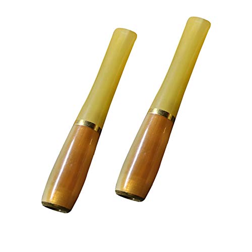 Hand-Made Cigarette Holder with Metal Interface, Easy to Clean Dual-Purpose Cigarette Holder Effective Filter, Protect Health, Pale-Yellow (2pcs)