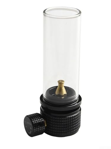 Linterna portátil para acampar con tanque de 100 g, válvula de cobre y cubierta de vidrio, luz de llama estable para senderismo y uso en tienda de campaña, negro (tanque de gas plateado)