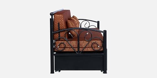 Image of 3 Seater Metal Sofa Cum Bed with Hydraulic Storage | Sofa Set for Living Room, Bedroom, Guest Room| Single Size Convertible Sofa Bed | Comfortable Seating Sofa MultiBrown & Black