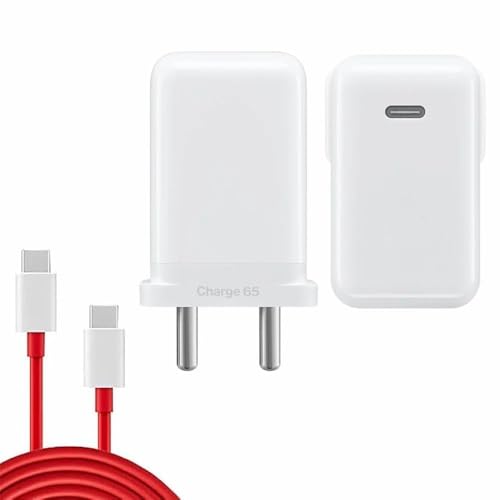 Image of Original 65W Super Fast Charger with USB Type-C to Type-C Cable Compatible with OnePlus 10, 10 Pro, 10T Ultra-Rapid Charging with Smart Power Delivery