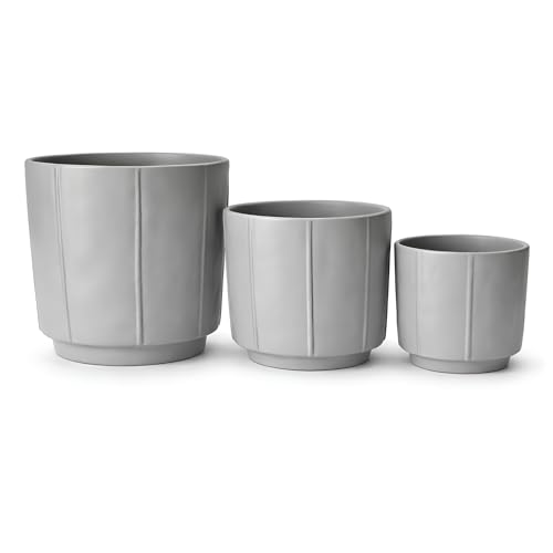 Image of Xtore Urban Ceramic Planter Set | Clean Minimal Plant Pots for Home, Office & Living Room Decor - (Set of 3, Grey, Planter ONLY)