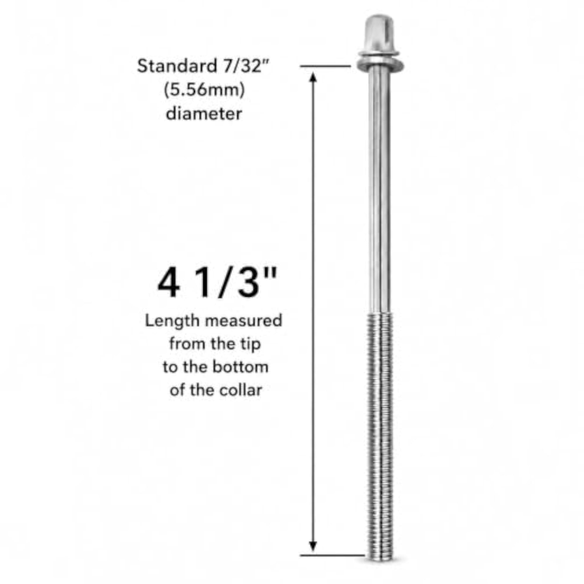 Bass Drum Tension Rods (10 Pack, 4 1/3 Inch)