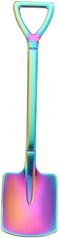 Tablespoons Fun Scoop-shaped Coffee Ice Cream Dessert Spoon, Stainless Steel Spoon Set, Set of 6 Pieces, Suitable for Family Weddings and Parties (6in) Serving Spoon (Color : Multi-colored B)