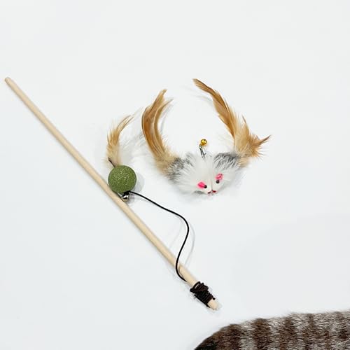Cat Feather Toys with Catnip Ball, Feathers & Bell - 2 Replaceabl...