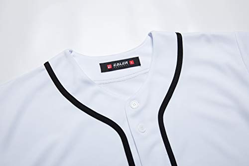EALER BJ80 Series Mens Baseball Jersey Button Down Shirts Short Sleeve Hipster Hip Hop Sports Uniforms White by EALER - Used condition - Image 5