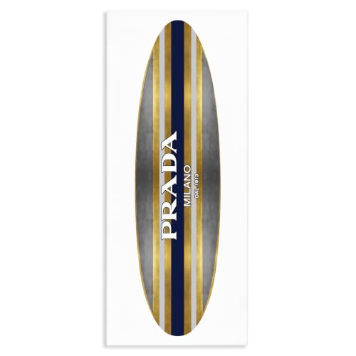 Striped Glam Surfboard Designer, 10 x 24 Inch Canvas Wall Art