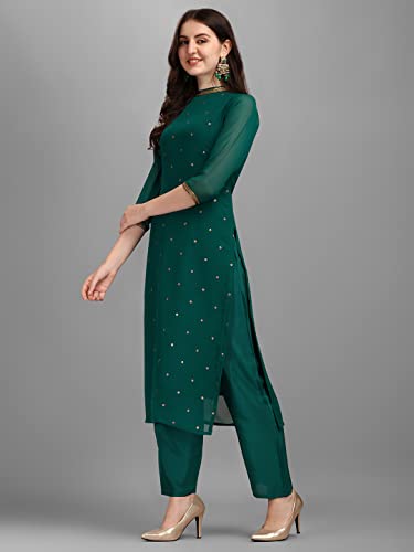 Hritika Women Faux Georgette Sequin Pattern Straight Kurta Set (Hrkb0070_Parent)