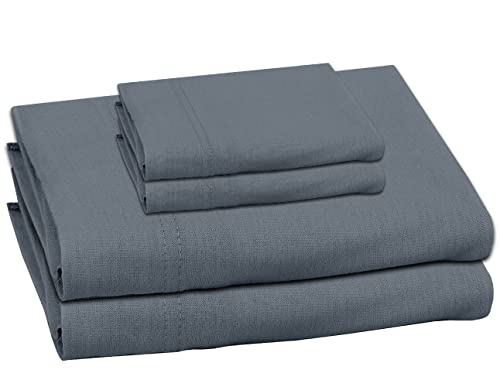 Ruvanti 4 Pcs Queen Size 100% Cotton Jersey Knit Sheets Set, Excellent Breathable & Absorbent Queen Sheets, Soft, 4-Way Stretch, Wrinkle Free, All Seasons Comfortable Deep Pocket Bed Sheets- Dark Grey #TOP7