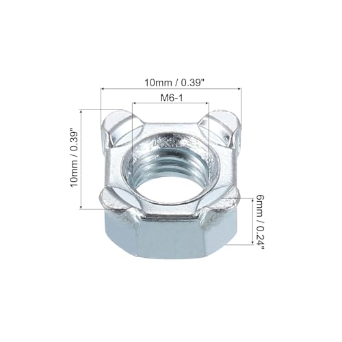 QUARKZMAN Schweißmuttern, M6-1 Quadratisch UNC Kohlenstoffstahl Maschinenschraube Silber 10 Stück