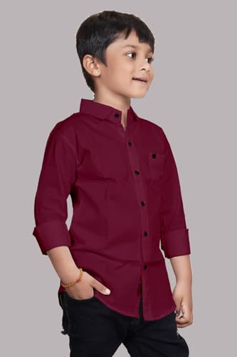 Image of Boys Solid Casual Shirt in Cotton Fabric