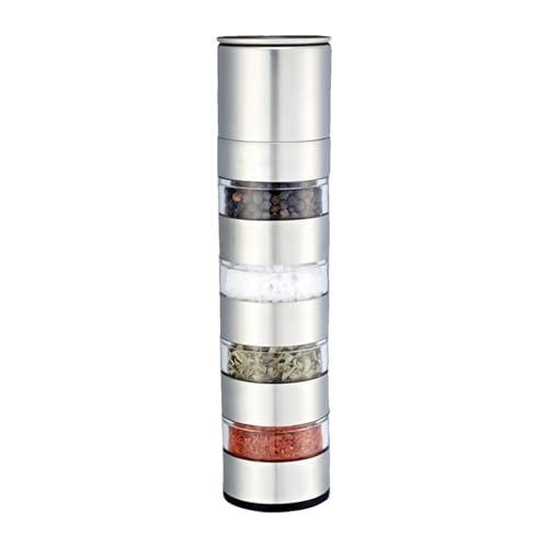 Travel Container - Portable 4-in-1 Mill Bottle Set, Refillable Salt and Pepper Shakers and Storage, Lightweight Shaker | Outdoor Cooking, Camping