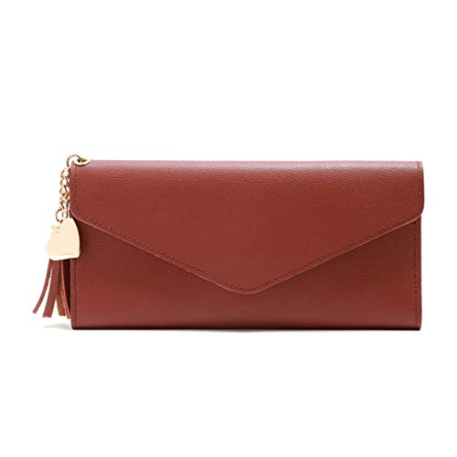 Preisvergleich Produktbild LWANFEI Quaste Schnalle Brieftasche Damen Geldbörse Lange Brieftasche Mode Einfachen Kartenhalter Organizer Geldbörse, Braun
