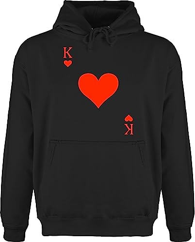 Hoodie Herren Pullover Männer - & Fasching - Herz König Spielkarte I King Queen Kartenspiel Karneval Herzkönig Spielkarte Herzkönig Karte I Poker King of Hearts - XL - Schwarz - partner outfit