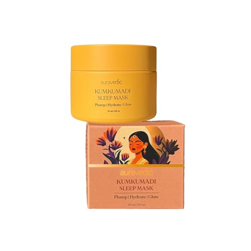 Auravedic Kumkumadi Overnight Face & Sleeping Mask | Deep Hydration & Plumping Night Treatment for Radiant-Looking Skin | Ayurvedic Face Mask for Dull, Dry Skin | 1.76 Oz (50g)