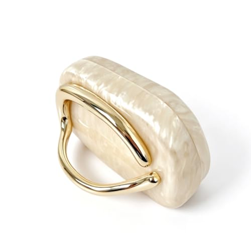 Image of Acrylic Clutch Purse for Women Classic Round Acrylic Evening Handbag Vintage Metal Handlebars Bag for Wedding Party Prom