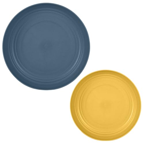 Image of Unbreakable Wheat Straw Dinner Plates for Kitchen, Picnic, Cafes, Restaurants, Home, School, Office, Outdoors, Pasta, Noodles, Pizza Microwave Safe Dinnerware (20cm+23cm, Random, Pack of 2)