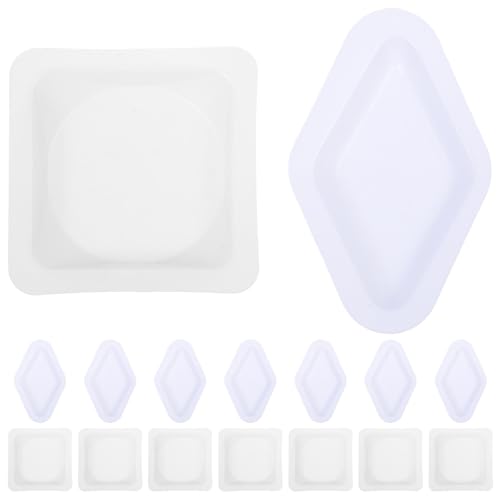 TOKIDNY 100 Unidades de Bandejas de Pesaje de Plástico con Bordes Biselados Tamaño 45X45X08 MM Recipientes Cuadrados y Romboidales para Laboratorio Uso en Pesaje de Polvo y Análisis