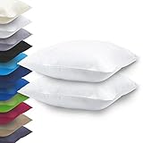 NatureMark Basic 2er Pack Mikrofaser Kissenbezug 80x80 cm - 100% Polyester - mit Reißverschluss (80 x 80 cm, Weiß)