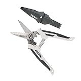 CEERAYZ ハサミ 185mm 多目的重作業用 420日本製ステンレス鋼採用 工業用ハサミ 万能ハサミ 金属加工 剪定 ガーデニング用 剪定用 保護シース付 - ホワイトグレー