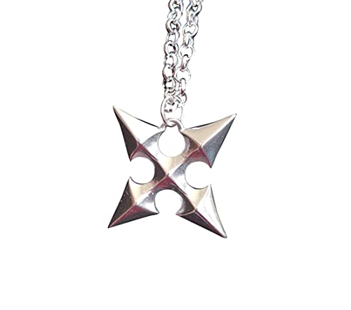 925 Sterling Silver Kingdom Hearts Roxas Cross Necklace Pendant Jewelry