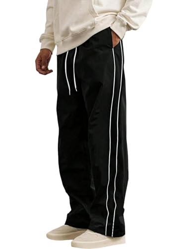 ZAFUL Men's Sweatpants Casual Striped Sport Straight Leg Pants Loose Fit Drawstring Versatile Long Trousers