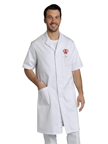 Blouse Blanche Homme Chimie Polyester Coton épais Manches Courtes, 1 Poche intérieure, 3 Poches extérieures (FR/ES, Alpha/Lettres, 3TG, Taille Normale,...