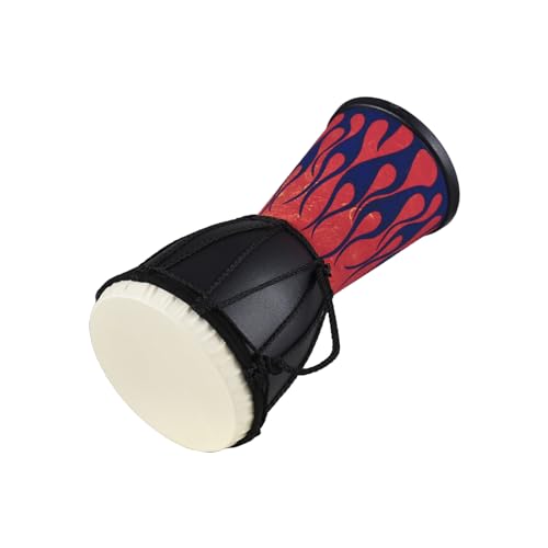 African Drum Hand Drum Bongo Drum Portable Ligero Ligero Ligero Durable Fibra PVC Patrón de 4 pulgadas Colorido para clases de música Actuaciones al aire libre Totem Blue Flame (Lámpara)