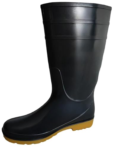 Men's Black Waterproof PVC Slip - On Rain Boots - High & Mid Calf Styles, Ideal for Outdoor, Garden, Farm, Mud & Fishing, Comfortable, Durable, Easy to Clean