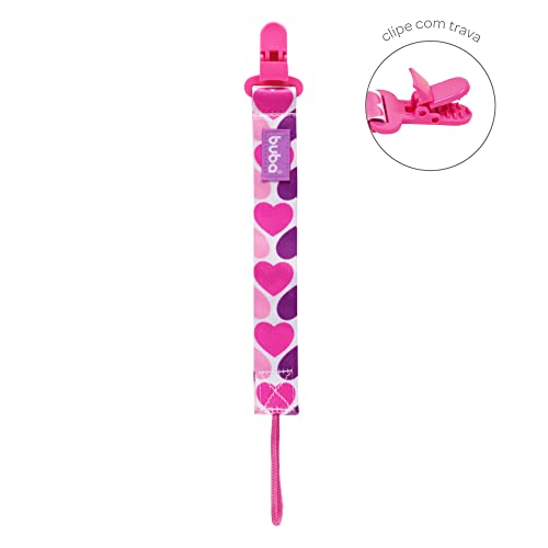 Buba Corações Prendedor de Chupeta, Roxo/Rosa