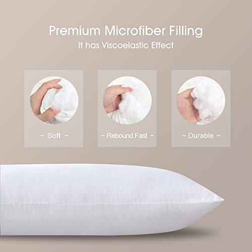 DOWNCOOL 100% Polyester Microfiber Filling Body Pillow Insert for Adults- Soft Long Pillow for Sleeping - 20 x 54 inch - Thumbnail 4