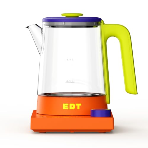 Image of EDT Flow Pureglass Electric Kettle 1 Litre with Precision Temperature Control ±1C and Multipurpose Hot Water Presets for Coffee, Tea, Boil, Warm Water | 700W | Rubik