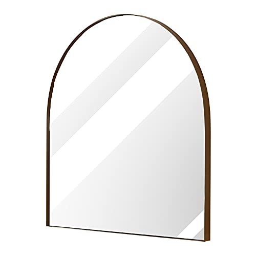 Elehume Arched Mirror For Wall Decor 31.5"*33.5", 28.6Lb, Modern Brass Framed Wall Mirror For Living Room Bathroom Bedroom Entryway #TOP1