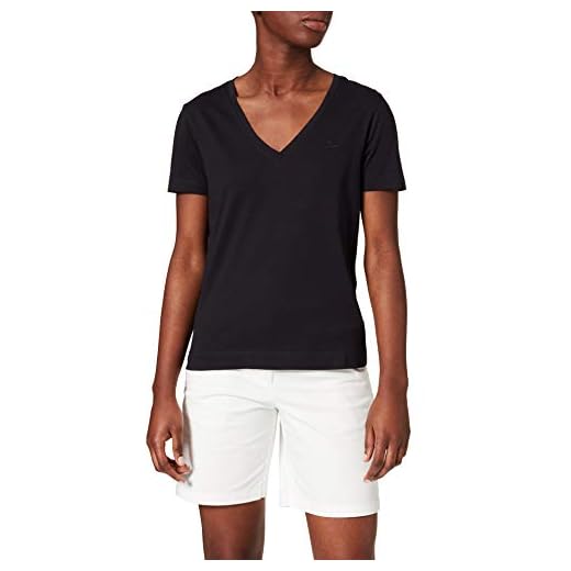 GANT Dam original V-hals S T-shirt, svart, XXL