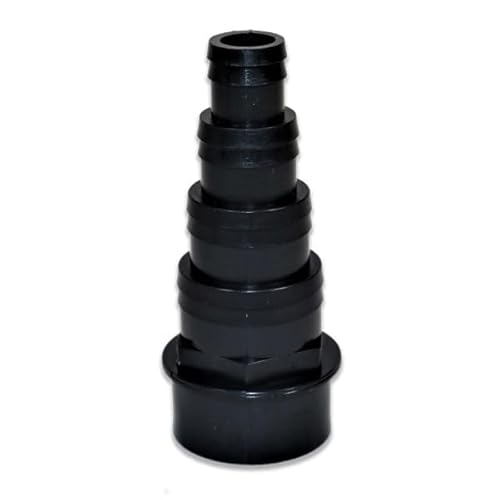 43mm/1.5" Solvent Weld 4-Stepped Hosetail (Black) – for Flexible Hose (20mm, 25mm, 32mm & 38mm ID) | Barbed Hose Fitting | Multi Hose Adaptor | Corrugated Pond Pipe