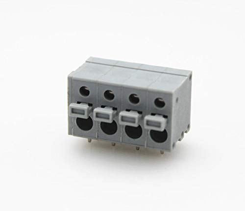 Davitu 50PCS 5.0MM Screwless terminal block FS1.5-XX-500-03 PCB spring connector DG211 KF211 KF246 90degree - (Color: Grey, Pins: 4P)
