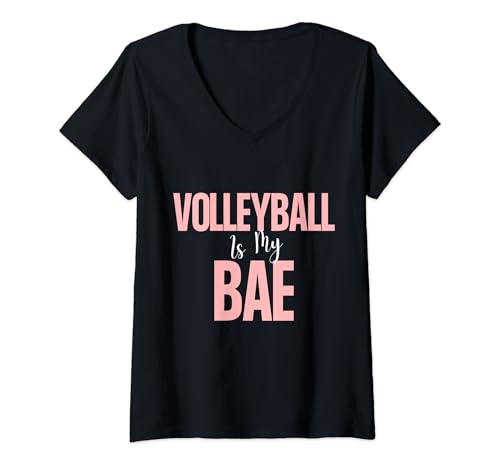 Mujer Voleibol es mi Bae divertido diseño de amante de los deportes Camiseta Cuello V