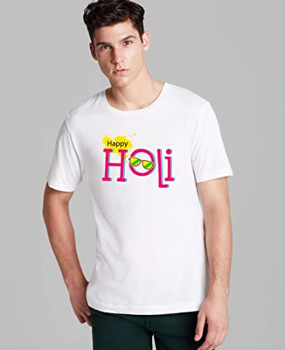 Image of Decor Production Men's /Women's Regular Fit -Colourful - Holi Tshirt Shirt for Men /Women Printed Round Neck Tshirt || Mens /Womens Tshirts Polycotton Half Sleeve