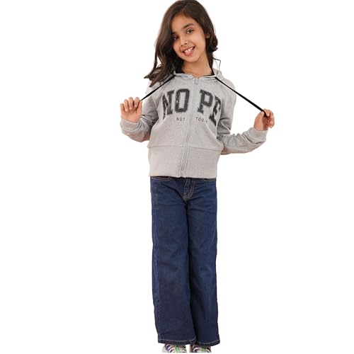 Image of TotzTouch Kids Girls Stylish Hooded Jackets Premium Winter Wear Clothes Color Black & Light Grey (Age 3 years to 15 years)