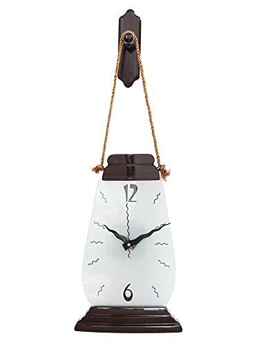 CHRONIKLE Decorative Vertical Hanging Lantern Style Wooden Rosewood Analog Home Decor Wall Clock with Sweep Movement (Size: 18.5 x 13.5 x 58.5 CM | Weight: 635 grm | Color: Rosewood)