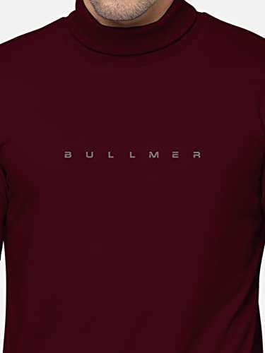 Image of BULLMER Solid Cotton Blended Full Sleeve Turtle Neck Tshirt for Men