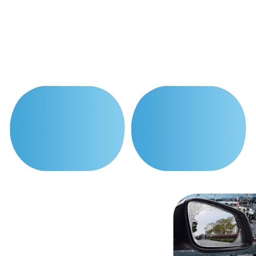 yorpyep Rearview Rainproof Film, Oval Rearview Mirror Anti-reflective Anti-fog Protective Film, Self-adhesive High-definition Vision Nano-coating Sticker, for Most Cars Trucks (Blue)