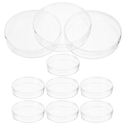 Luxshiny 10個 プラスチック製 透明培養皿 蓋付き 織培養プレート 科学実験用 反応容器 耐熱 耐腐食性 実験室用 生物学析器具