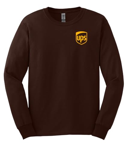 AMAZING RETRO UPS Brown Long Sleeve T-Shirt United Parcel Service Official Colors and Style (US Alpha Large Regular Regular Brown)