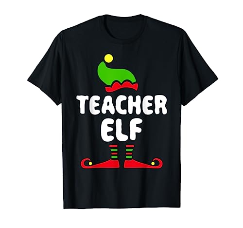 T-shirt do elfo do profes disfarce de Natal combinando, Preto