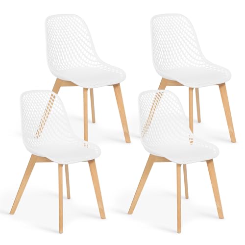 IDMarket - Lot de 4 chaises Polypropylène Mandy Blanches pour Salle à Manger