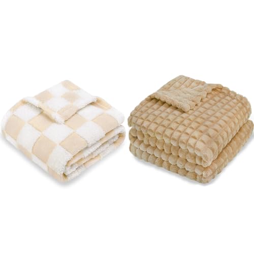 Image of HOMRITAR Checkered Baby Blanket for Boys Girls Warm Cozy Reversible Checkerboard Toddlers Blanket, Fluffy Fuzzy Plush Lightweight Bed Blanket with Chessboard Grid Design 380GSM Baby Blue 30 x 40 Inch