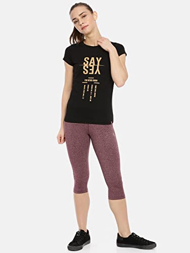 Image of Macrowoman W-Series Active Yoga Capris for Women with High-Rise Poly Cotton Stretch with Flat Waistband and Chafe-Free Fit