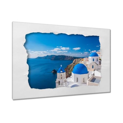 Peinture imprimée sur toile grand format 120x80 cm Santorini